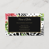 シック赤ローズブラックジオメトリック金ゴールドフレームサロン 名刺 (裏面)