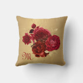 シック赤金ゴールドモノグラムイニシャルカスタマイズ クッション (裏面)