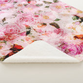 シック赤面かわいらしピンク水彩バラフローラ シェルパブランケット (3/4)