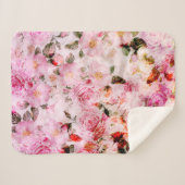 シック赤面かわいらしピンク水彩バラフローラ シェルパブランケット (正面(横))