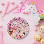 シック赤面かわいらしピンク水彩バラフローラ ペーパープレート (パーティー)