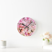 シック赤面かわいらしピンク水彩バラフローラ ラウンド壁時計 (ホーム)