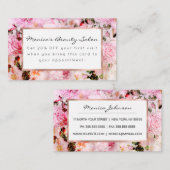 シック赤面かわいらしピンク水彩バラフローラ 割引カード (正面/裏面)