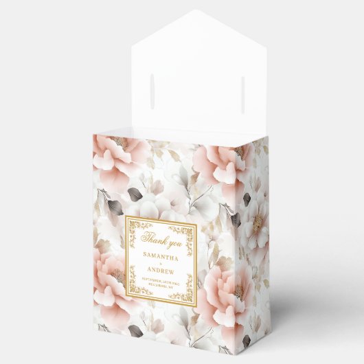 シック赤面アイボリー結婚金ゴールドのサンキューボックス フェイバーボックス (オープン)