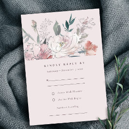 シック赤面ウォーターカラー結婚フローラの詳細 出欠カード