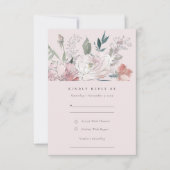 シック赤面ウォーターカラー結婚フローラの詳細 出欠カード (正面)