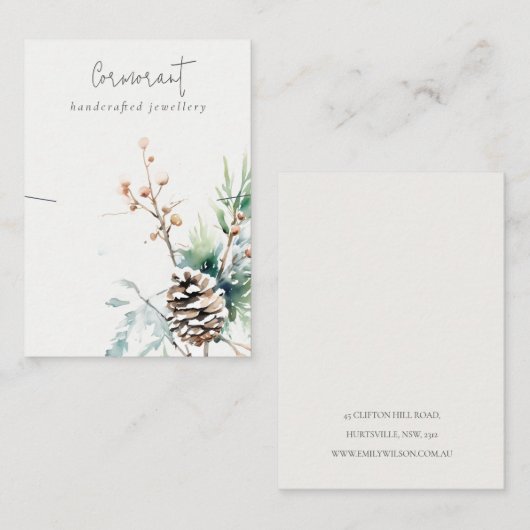 シック赤面スノーウィンターベリーネックレスホルダー 名刺 (正面/裏面)