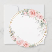 シック赤面ソフトピンクフローラ金ゴールド緑結婚色 招待状 (裏面)