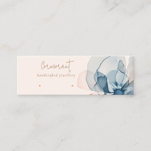 シック赤面ネイビーラストフラワースタッドイヤリングディスプレイ スキニー名刺 (正面)