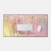 シック赤面バラユニコーン滴下グリッターモノグラム デスクマット (キーボード&マウス)