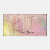 シック赤面バラユニコーン滴下グリッターモノグラム デスクマット (正面)