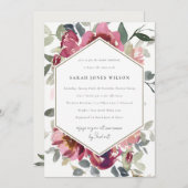 シック赤面バーガンディバラフローラベビーシャワー招待状 サンキューカード (正面/裏面)