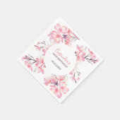 シック赤面ピンクさくらんぼブロッサムボタニカル誕生日 スタンダードカクテルナプキン (角)
