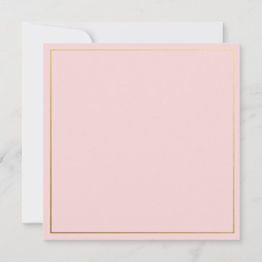 シック赤面ピンクアイボリーフローラ結婚金ゴールドズスクエア 招待状 (裏面)