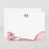 シック赤面ピンクアゲートジード大理石モノグラムノートC ノートカード (正面/裏面)