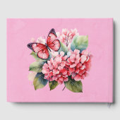 シック赤面ピンクアジサイ結婚蝶 ゲストブック (裏面)