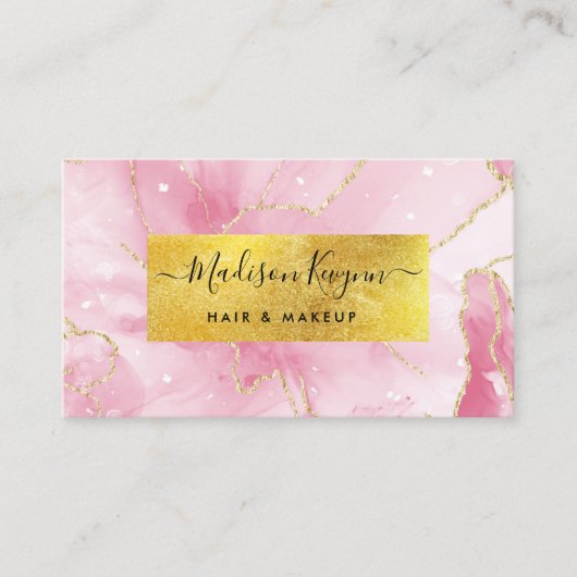 シック赤面ピンクアンドゴールドフェイクフォイル 名刺 (正面)