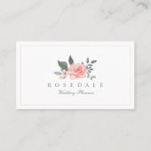 シック赤面ピンクウォーターカラーフローラバラ&緑 名刺 (正面)