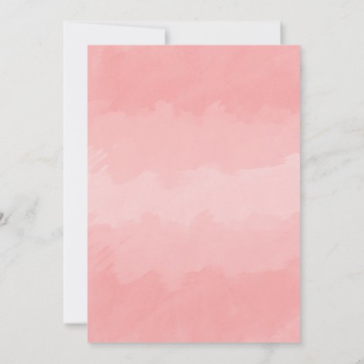 シック赤面ピンクウォーターカラーフローラブライダルシャワー 招待状 (裏面)