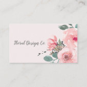 シック赤面ピンクウォーターカラーフローラプロフェッショナル 名刺 (正面)