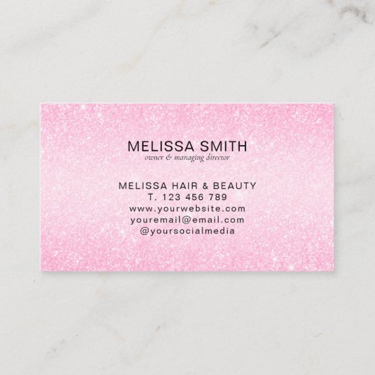 シック赤面ピンクグリッターモノグラム 名刺 (裏面)