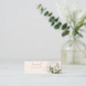 シック赤面ピンクグリーンフラワースタッドイヤリングディスプレイ スキニー名刺 (スタンド正面)