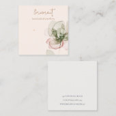 シック赤面ピンクグリーンフラワースタッドイヤリングディスプレイ スクエア名刺 (正面/裏面)