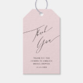 シック赤面ピンクサンキューユーブライダルシャワー ギフトタグ (正面)