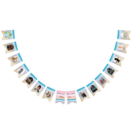 シック赤面ピンクサンセットビーチ結婚式 バンティングフラッグ (全)