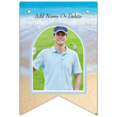 シック赤面ピンクサンセットビーチ結婚式 バンティングフラッグ (第1の旗)