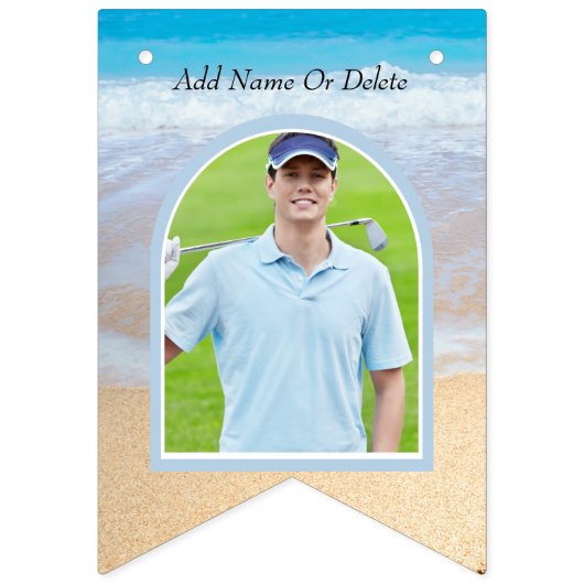 シック赤面ピンクサンセットビーチ結婚式 バンティングフラッグ (第1の旗)