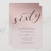 シック赤面ピンクシックサプライズ誕生日 招待状 (正面/裏面)