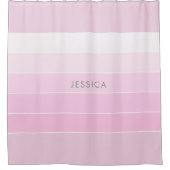 シック赤面ピンクストライプのパターン シャワーカーテン (正面)