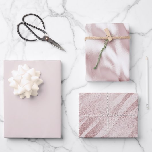 シック赤面ピンクゼブラアニマル誕生日 ラッピングペーパーシート (正面)