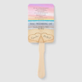 シック赤面ピンクハートサンドビーチ結婚式プログラム ハンドファン (正面)