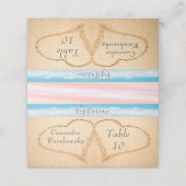 シック赤面ピンクパープルビーチ結婚式2ハートサンド プレイスカード (外部開封)