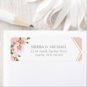 シック赤面ピンクピーニー結婚金ゴールドの差出人住所 ラベル (インサイチュ)