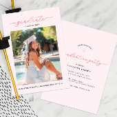 シック赤面ピンクフォト卒業パーティー招待状 招待状