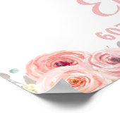 シック赤面ピンクフローラティーパーティー誕生日歓迎 ポスター (角)