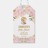 シック赤面ピンクフローラトラベルアドベンチャーベビーガール ギフトタグ (正面)