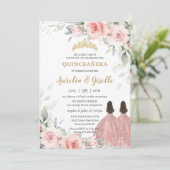 シック赤面ピンクフローラバラ金ゴールドツインズキンセアニラ 招待状 (スタンド正面)