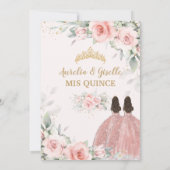 シック赤面ピンクフローラバラ金ゴールドツインズキンセアニラ 招待状 (裏面)