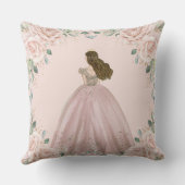 シック赤面ピンクフローラプリンセスドレスキンセアニラ クッション (裏面)