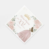 シック赤面ピンクフローラプリンセスドレスキンセアニラ スタンダードランチョンナプキン (角)