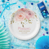 シック赤面ピンクフローラベビーシャワー誕生日パーティー ペーパープレート (パーティー)