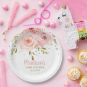 シック赤面ピンクフローラベビーシャワー誕生日パーティー ペーパープレート (パーティー)