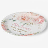 シック赤面ピンクフローラベビーブライダルシャワー誕生日 ペーパープレート (アングル)