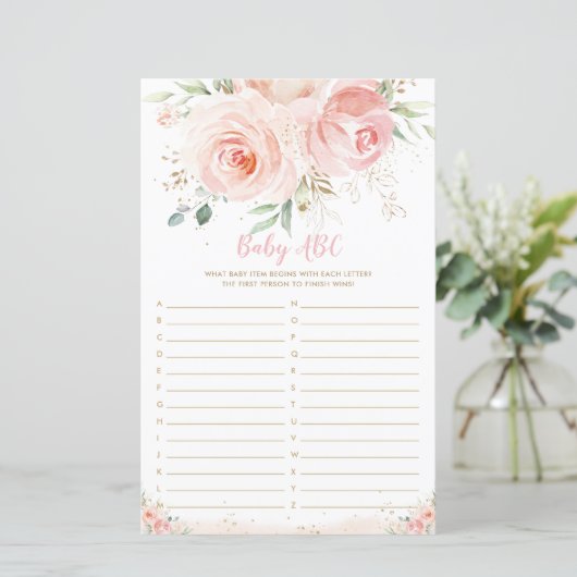 シック赤面ピンクフローラベビーABCおもしろいシャワーゲーム (スタンド正面)