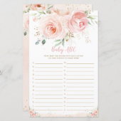 シック赤面ピンクフローラベビーABCおもしろいシャワーゲーム (正面/裏面)