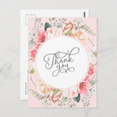 シック赤面ピンクフローラボホブライダルシャワー ポストカード (正面/裏面)